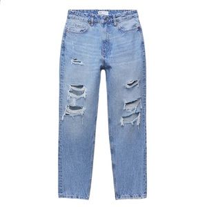 Zara Ripped Mom Fit Jeans